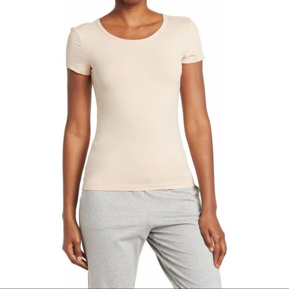 NWT T-Tahari Grey Heather Crew Neck Short Sleeve Tee - Picture 2 of 7